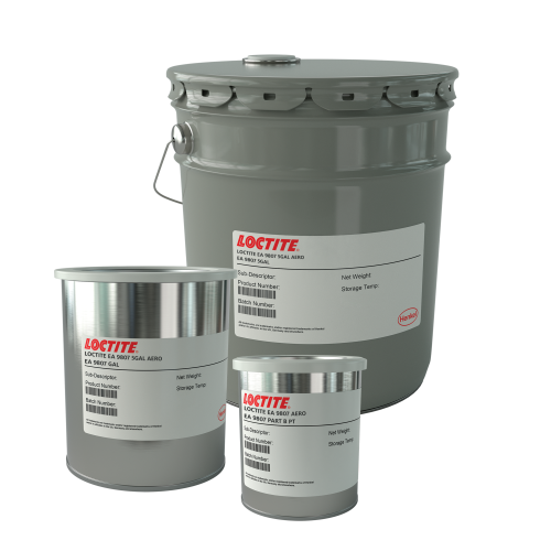 Grey tins and containers with Loctite labels